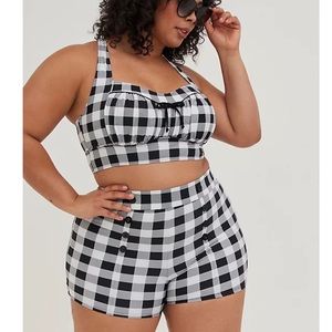 TORRID NWT RETRO GINGHAM SWIM TO & ULTRA HIGH WAIST SWIM SHORT